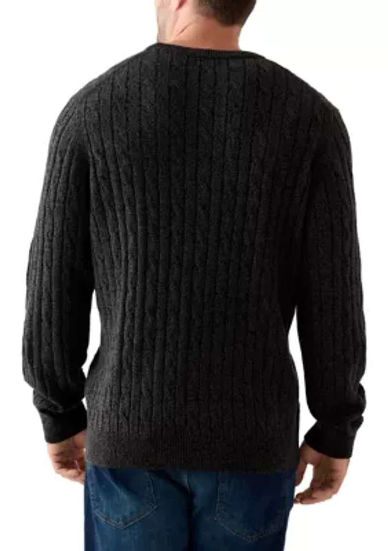 Big & Tall Cable Knit Solid Crew Neck Sweater