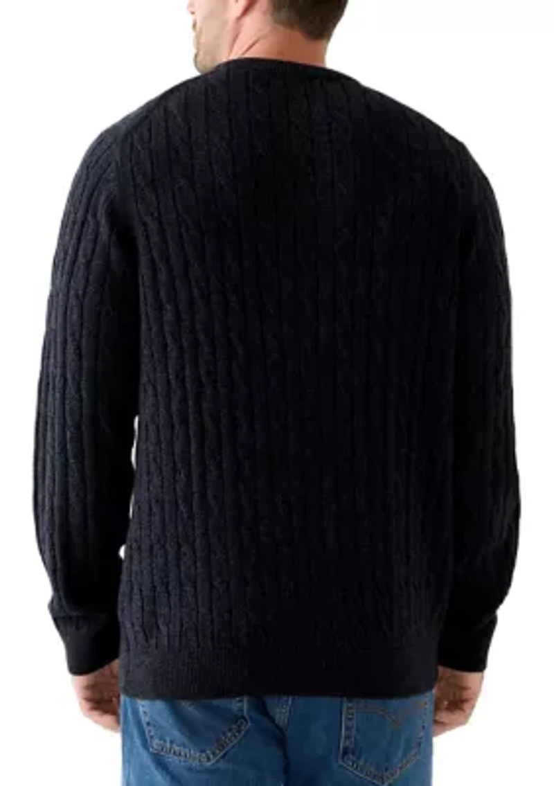 Big & Tall Cable Knit Solid Crew Neck Sweater