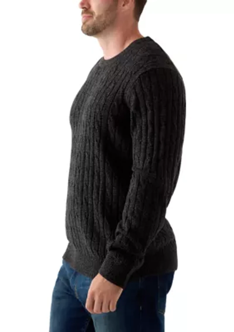 Big & Tall Cable Knit Solid Crew Neck Sweater