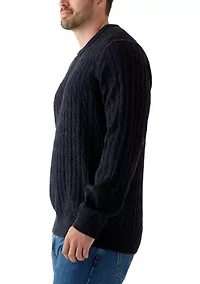 Big & Tall Cable Knit Solid Crew Neck Sweater