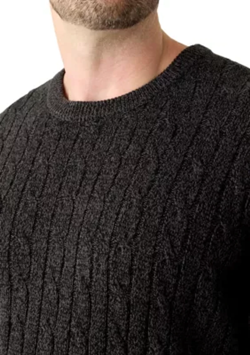 Big & Tall Cable Knit Solid Crew Neck Sweater
