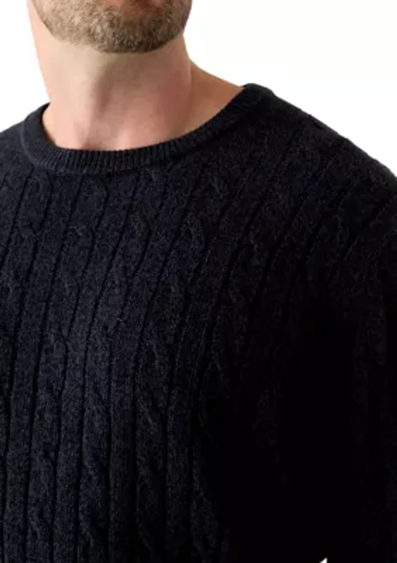 Big & Tall Cable Knit Solid Crew Neck Sweater
