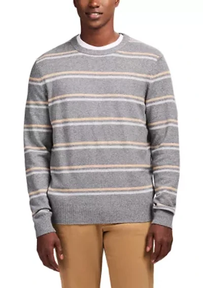 Seven Gauge Soft Yarn Striped Crew Neck Sweater