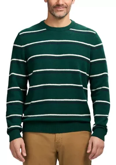 Seven Gauge Soft Yarn Striped Crew Neck Sweater
