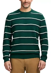 Seven Gauge Soft Yarn Striped Crew Neck Sweater