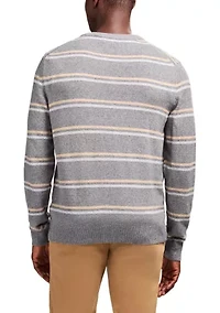 Seven Gauge Soft Yarn Striped Crew Neck Sweater