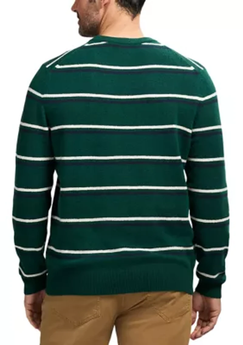 Seven Gauge Soft Yarn Striped Crew Neck Sweater