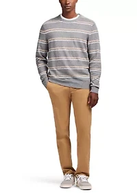 Seven Gauge Soft Yarn Striped Crew Neck Sweater