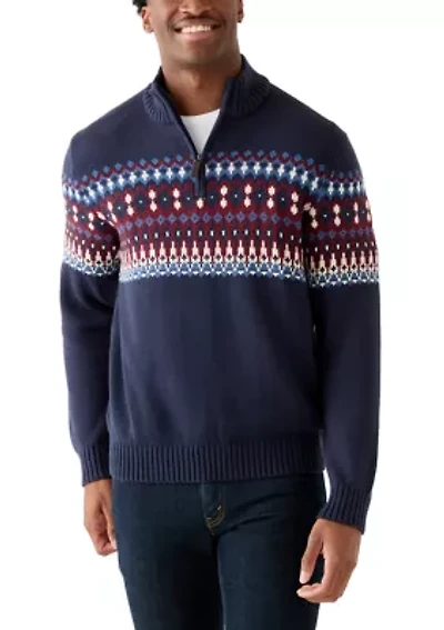 Holiday 5 Gauge Fair Isle 1/4 Zip Sweater