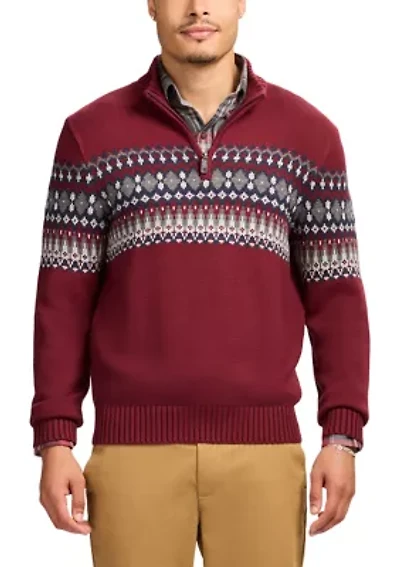 Holiday 5 Gauge Fair Isle 1/4 Zip Sweater