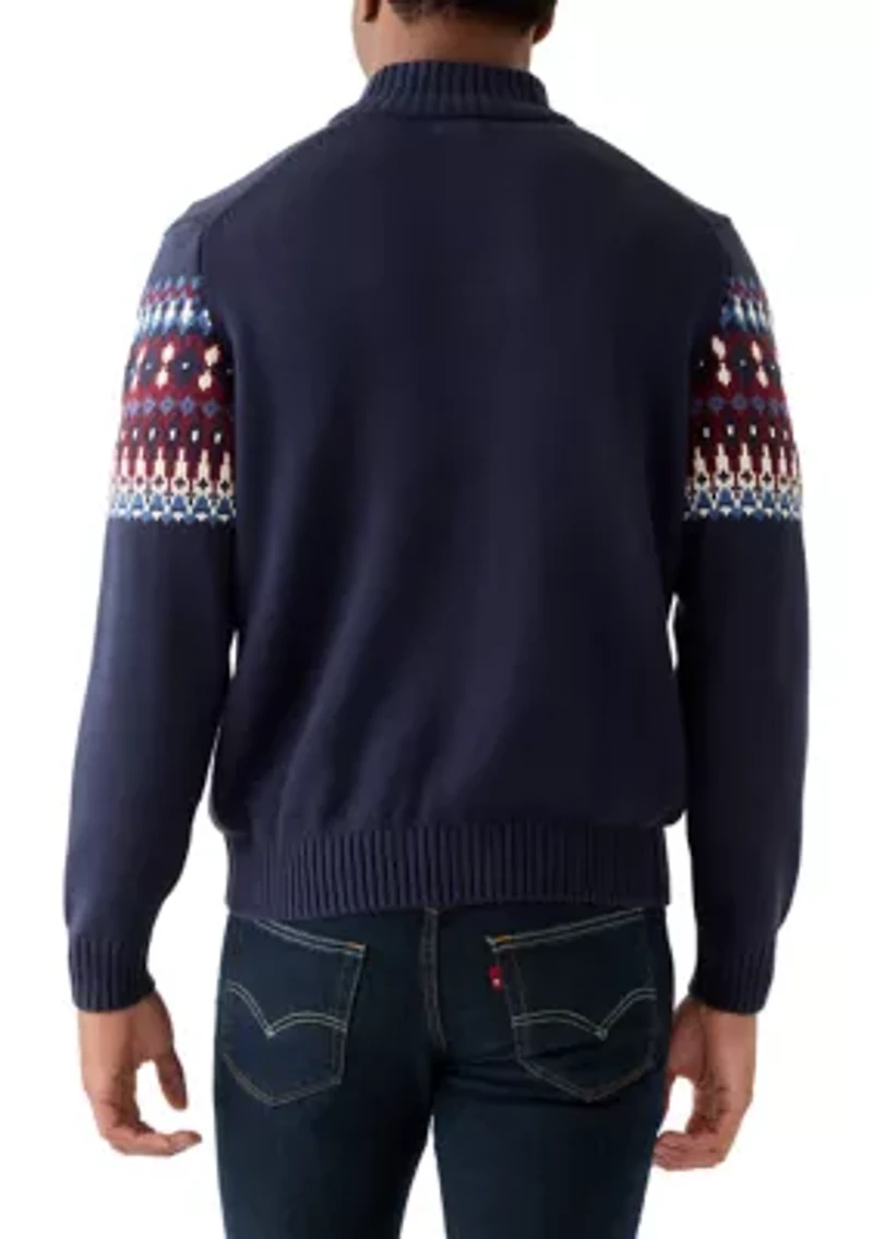Holiday 5 Gauge Fair Isle 1/4 Zip Sweater