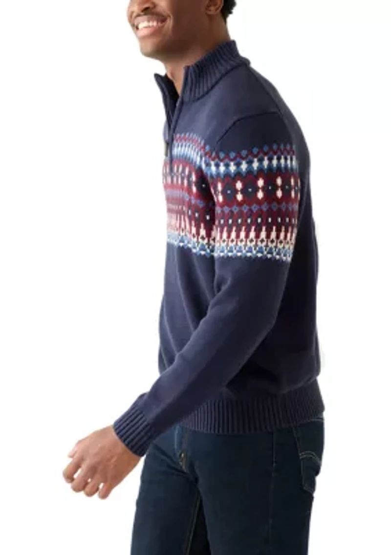 Holiday 5 Gauge Fair Isle 1/4 Zip Sweater