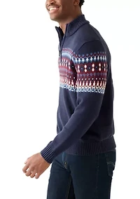 Holiday 5 Gauge Fair Isle 1/4 Zip Sweater