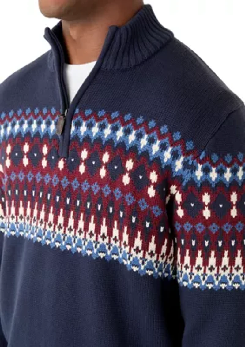 Holiday 5 Gauge Fair Isle 1/4 Zip Sweater