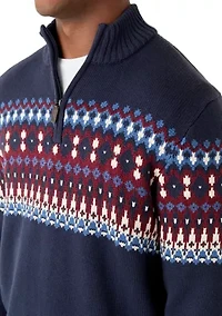 Holiday 5 Gauge Fair Isle 1/4 Zip Sweater