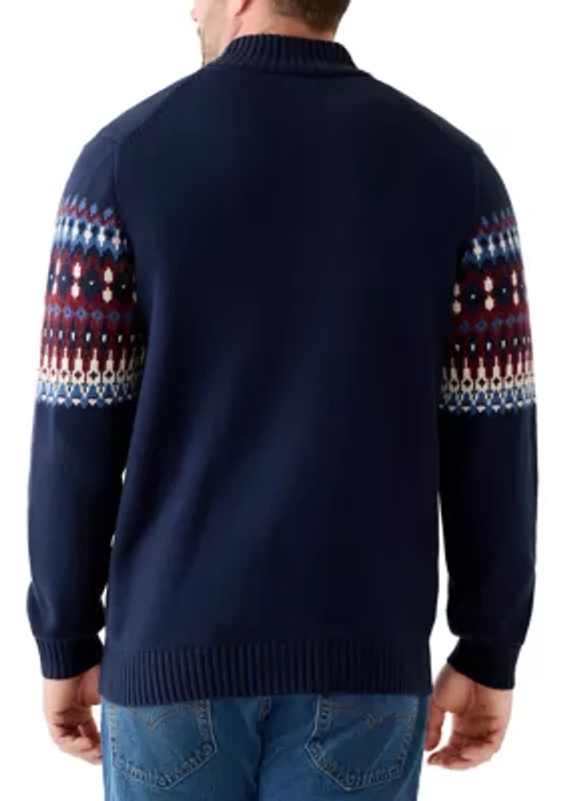 Big & Tall Fair Isle 1/4 Zip Sweater