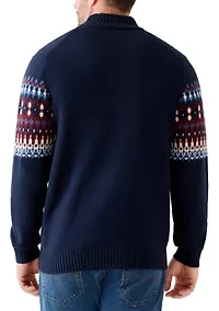 Big & Tall Fair Isle 1/4 Zip Sweater