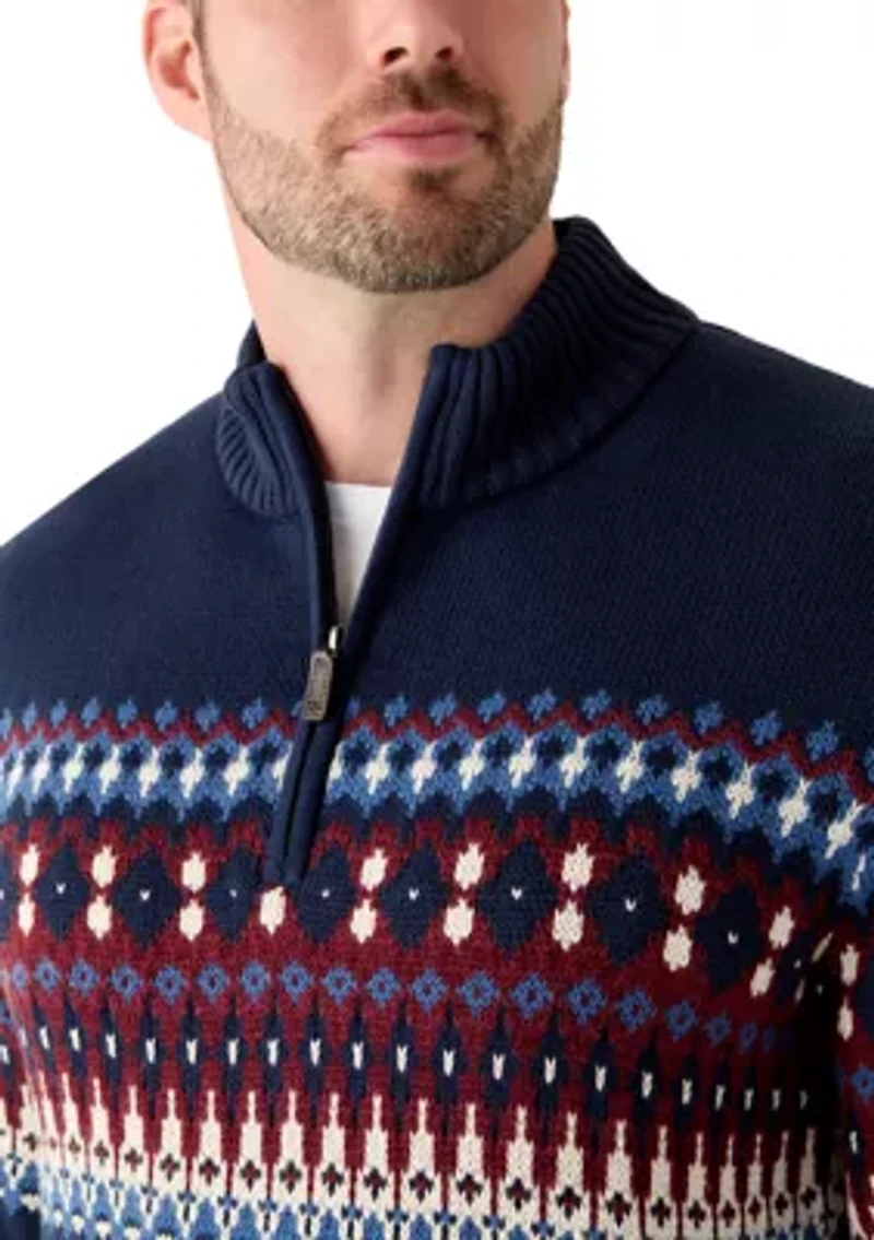 Big & Tall Fair Isle 1/4 Zip Sweater