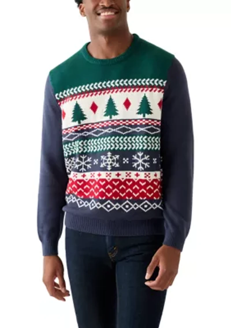 Men's Holiday Fair Isle Crew Neck Sweater