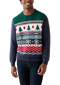 Men's Holiday Fair Isle Crew Neck Sweater