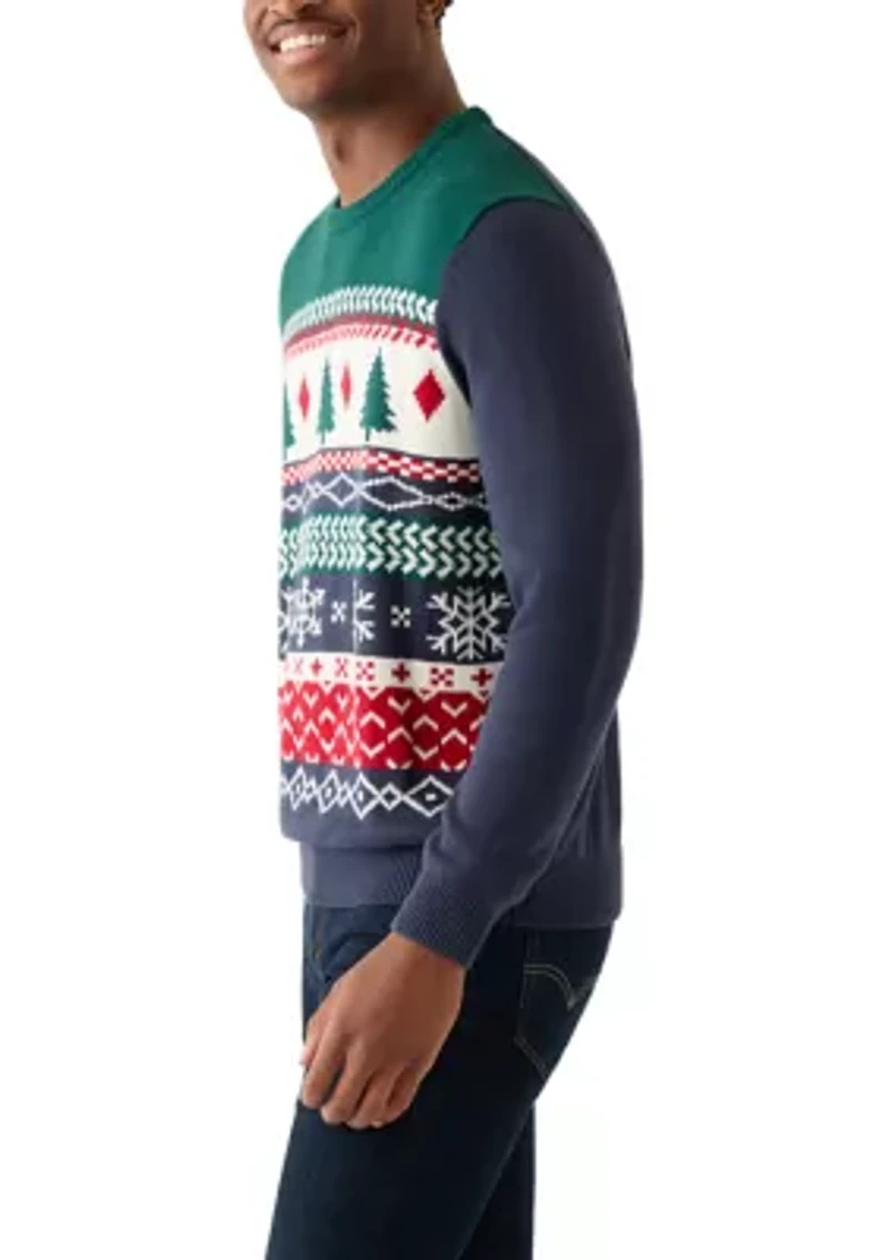 Men's Holiday Fair Isle Crew Neck Sweater