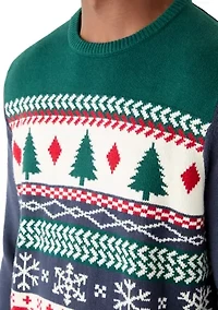 Men's Holiday Fair Isle Crew Neck Sweater