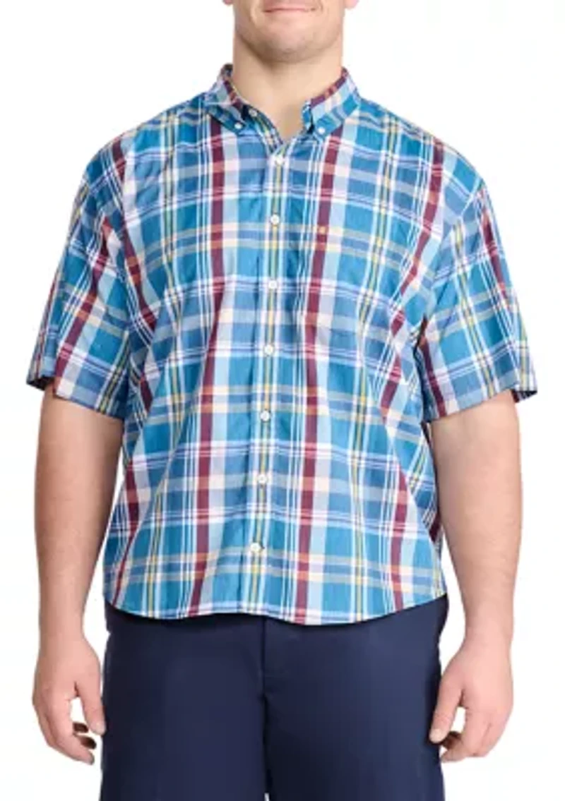 Big & Tall Breeze Madras Woven Button Down Shirt