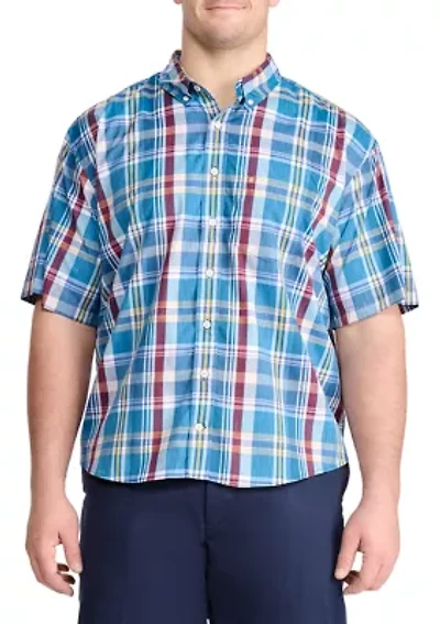 Big & Tall Breeze Madras Woven Button Down Shirt