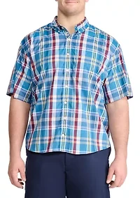 Big & Tall Breeze Madras Woven Button Down Shirt