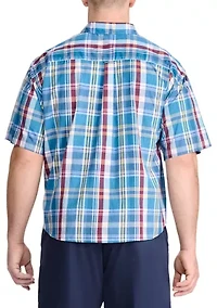 Big & Tall Breeze Madras Woven Button Down Shirt