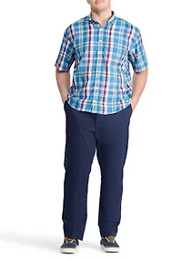 Big & Tall Breeze Madras Woven Button Down Shirt