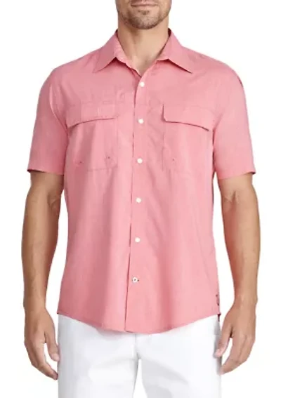 Big & Tall Short Sleeve Beach Woven Shirt