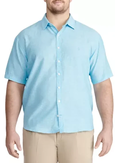 Big & Tall Short Sleeve Linen Woven Shirt