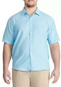 Big & Tall Short Sleeve Linen Woven Shirt