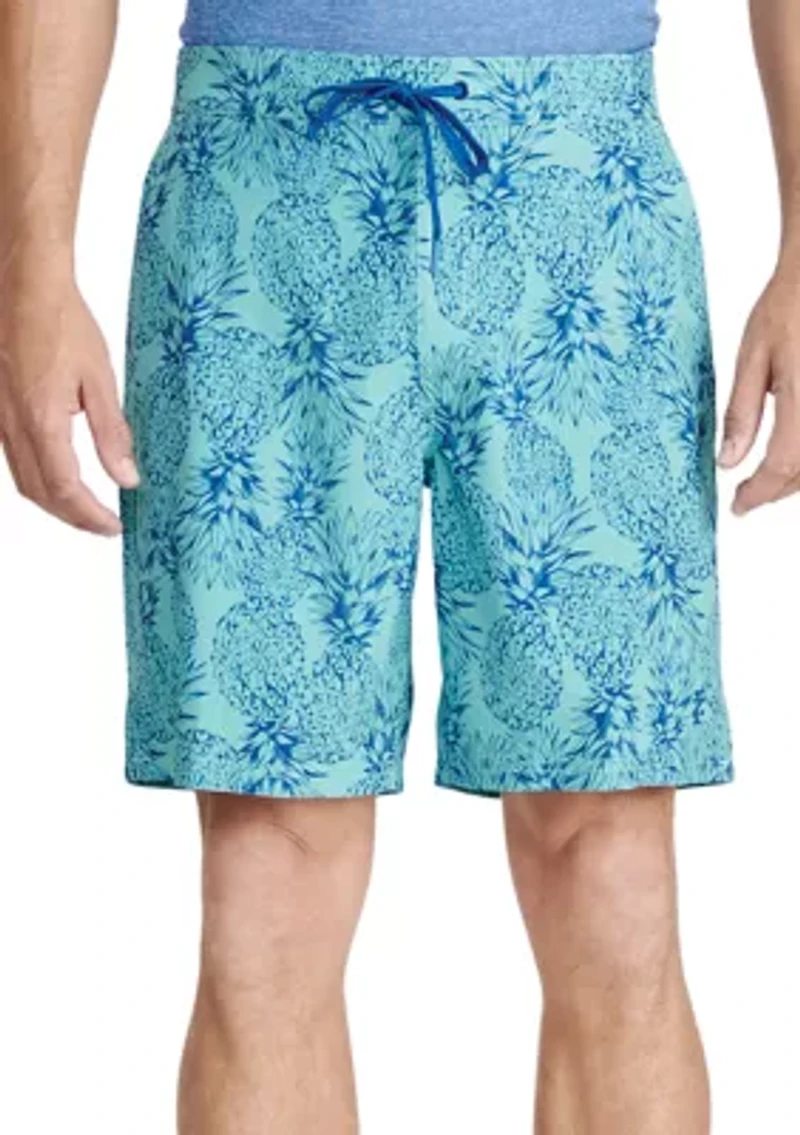 8'' Tropical Print Swim Trunks