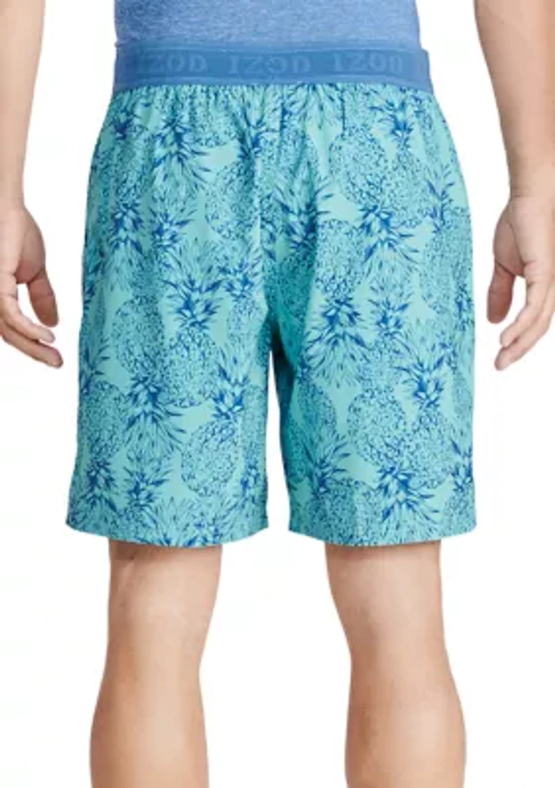 8'' Tropical Print Swim Trunks