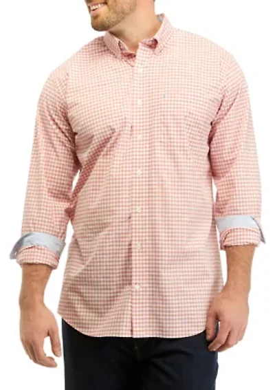 Big & Tall Performance Comfort Long Sleeve Gingham Button Down Shirt