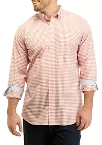 Big & Tall Performance Comfort Long Sleeve Gingham Button Down Shirt
