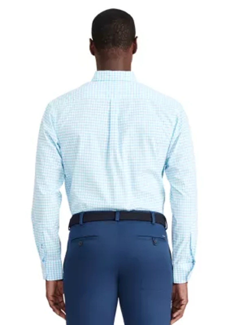 Big & Tall Performance Comfort Long Sleeve Gingham Button Down Shirt