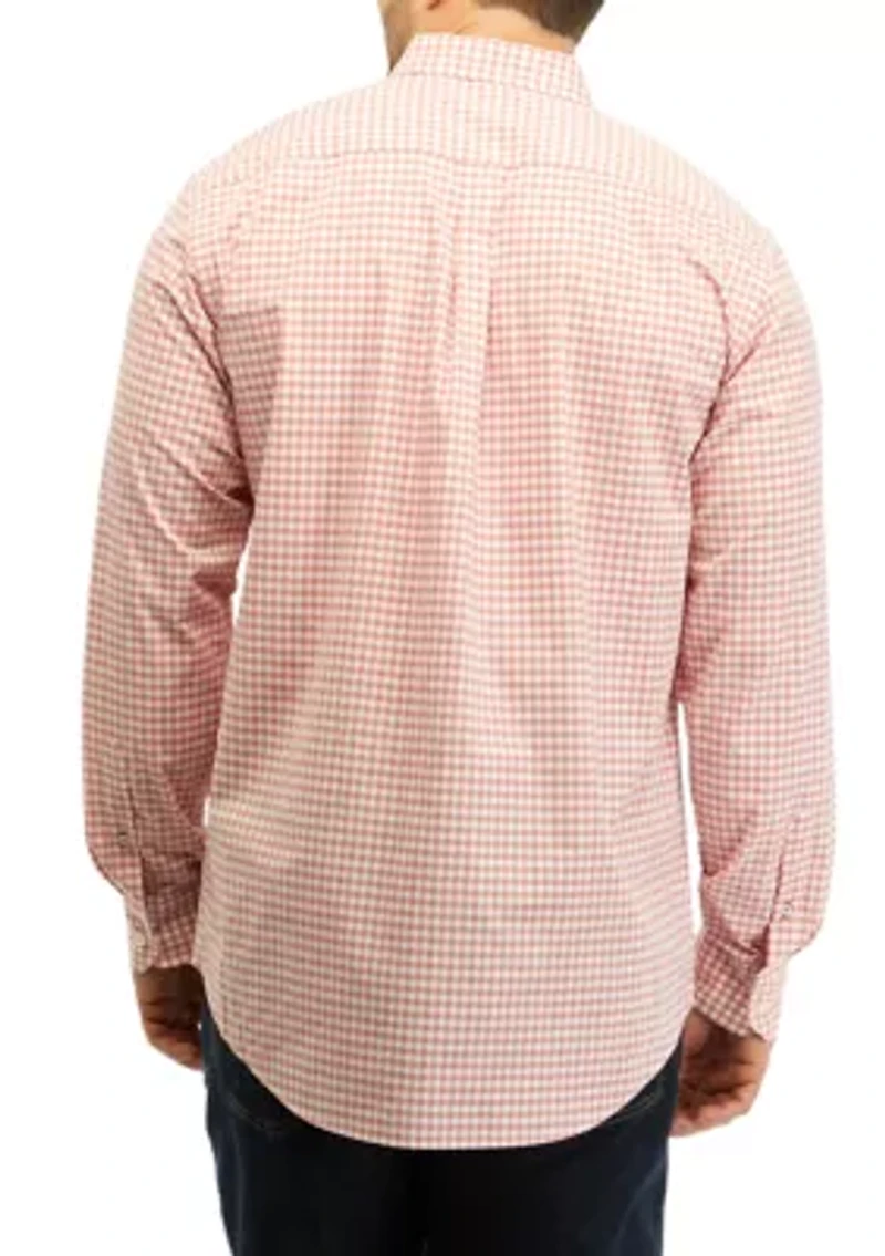 Big & Tall Performance Comfort Long Sleeve Gingham Button Down Shirt