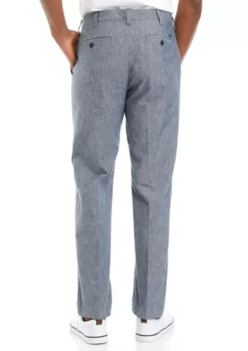 Flat Front Chambray Pants