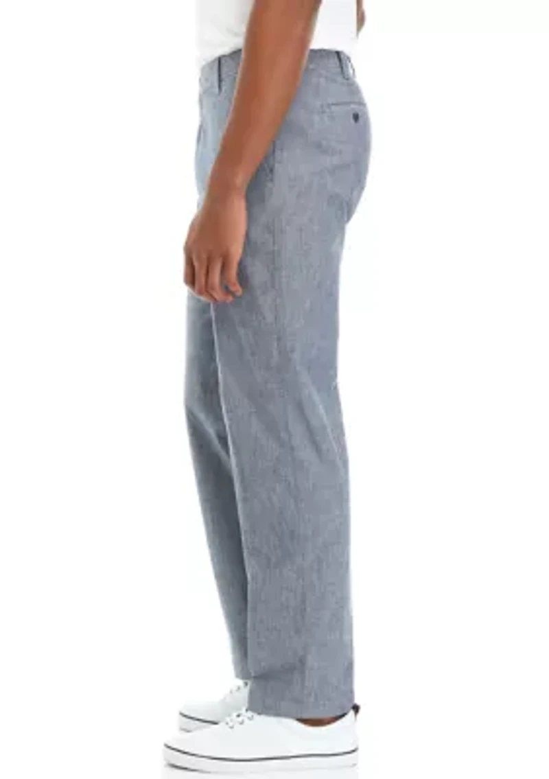 Flat Front Chambray Pants