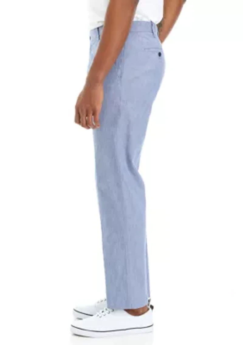 Flat Front Chambray Pants