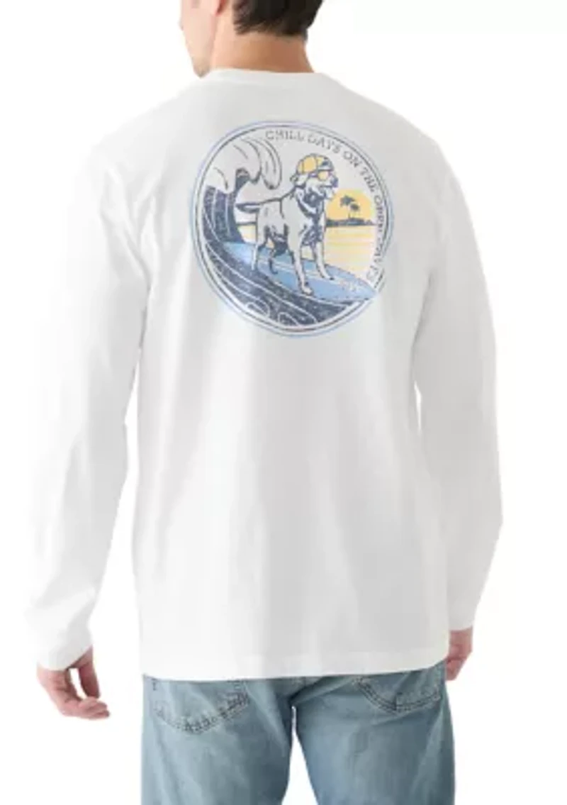 Long Sleeve Soft Washed Graphic Crew Neck T-Shirt
