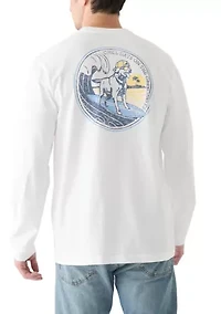 Long Sleeve Soft Washed Graphic Crew Neck T-Shirt