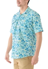 Short Sleeve Sunshield Printed Beach Shirt