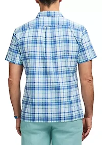 Short Sleeve Madras Plaid Button Up Shirt