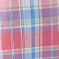 Short Sleeve Madras Plaid Printed Linen Shirt