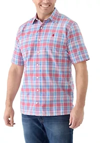 Big & Tall Short Sleeve Madras Plaid Shirt