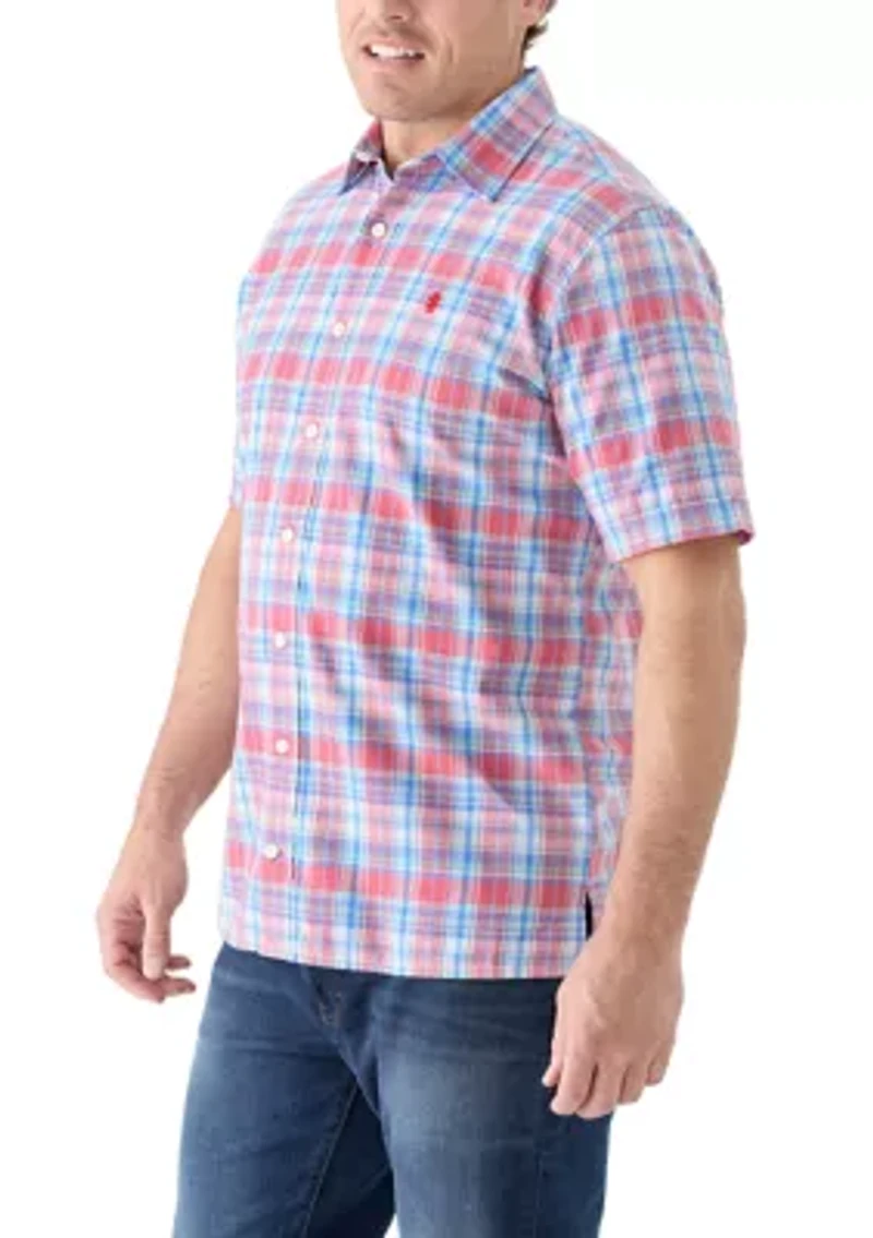 Big & Tall Short Sleeve Madras Plaid Shirt